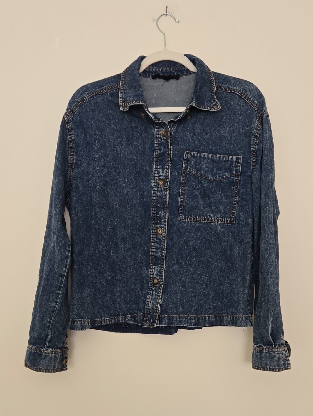 Jane and Delancey Denim Boxy Button Front Shirt Normcore Minimalist 90's Size M